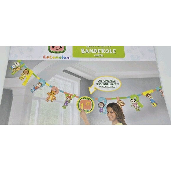 COCOMELON birthday party supplies jumbo LETTER BANNER add an age Customize New - Picture 9 of 9